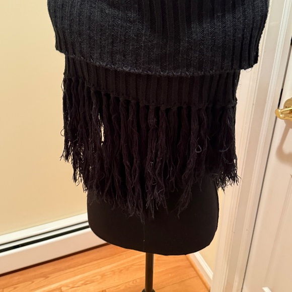 Bebe Black Knit Infinity Fringe Wrap - Picture 8 of 12